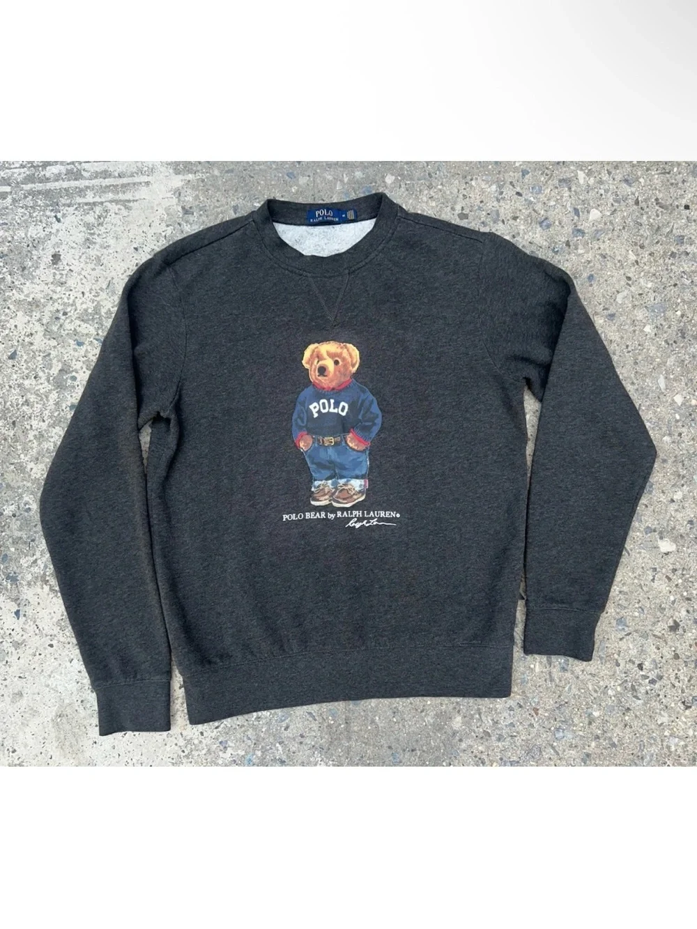 Polo Ralph Lauren Teddy Bear Sweater Crewneck Medium Grey